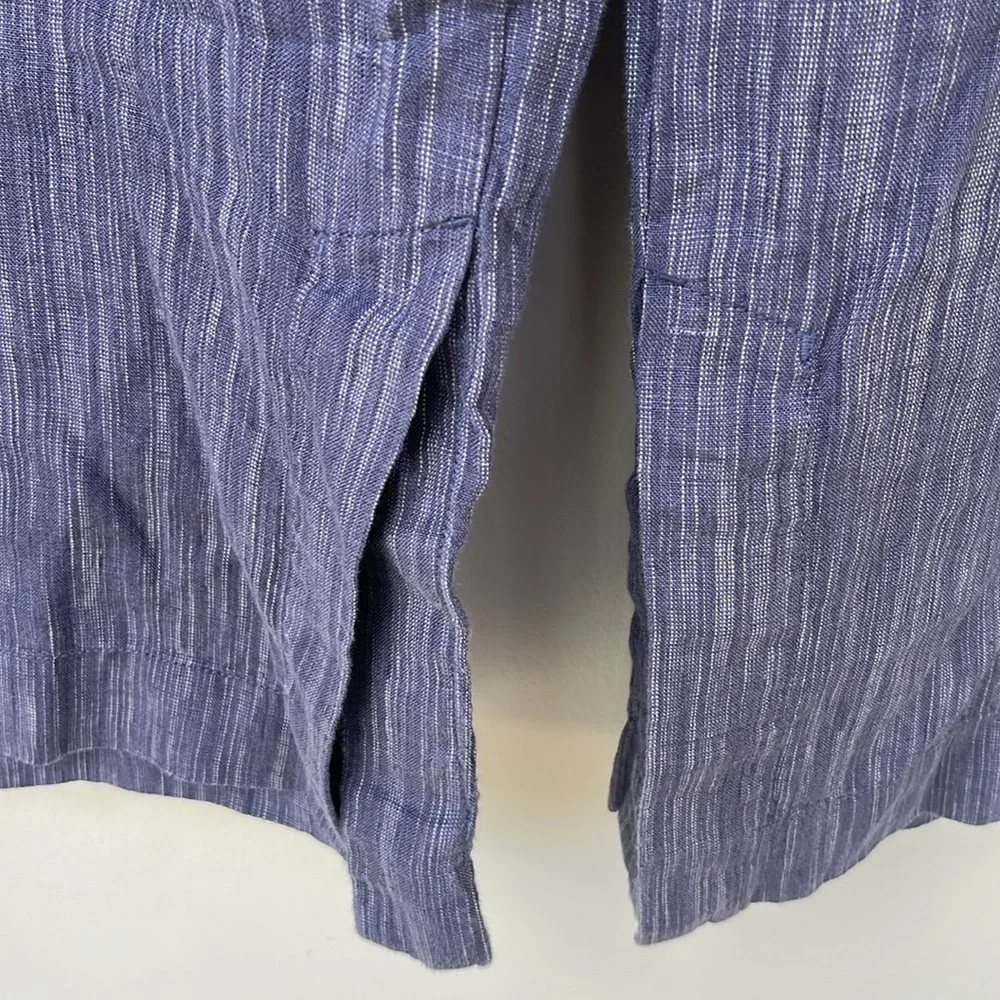 Athleta Cabo Linen Textured Blue Wide Leg Pants - Picture 9 of 14
